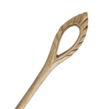 CrystalMood Handmade Carved Wood Hair Stick Feather 7" Lignum-vitae
